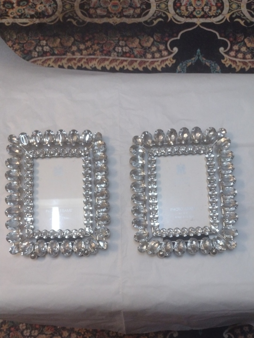 Madison Silver Crystal-Trim Rectangular Wall Mirrors - Pair